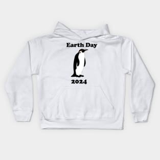 Earth Day Penguin 2024 Kids Hoodie